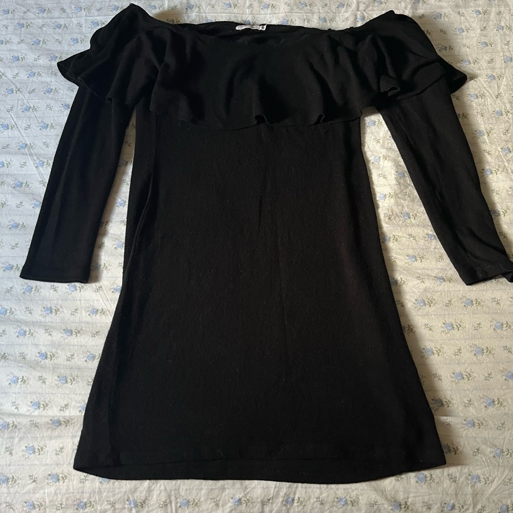 Heart & Hips Black Ruffled Off-Shoulder Mini Dress